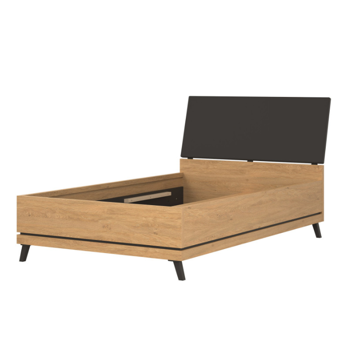 Łóżko bez pojemnika ATE AT15 Dąb Kamienny / Czarny 120 x 200