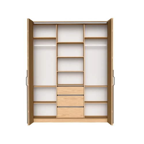 Szafa BARI 200 cm Dąb Bookmatch otwarta