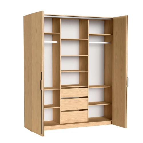 Szafa BARI 200 cm Dąb Bookmatch otwarta