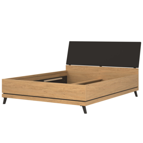 Łóżko bez pojemnika ATE AT15 Dąb Kamienny / Czarny 160 x 200