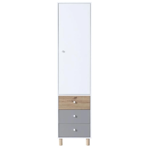 Regał FARO FR4 Biały Lux / Dąb Artisan / Szary