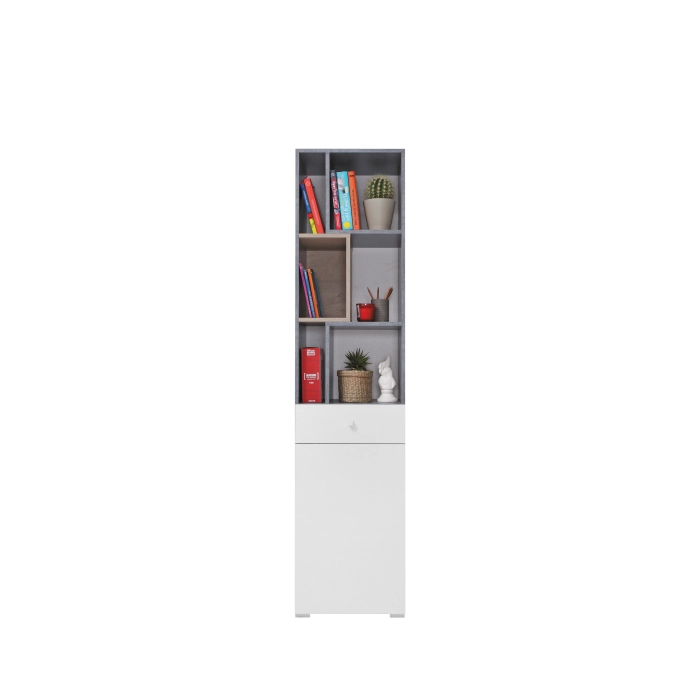 SIGMA Regał Sl 8 Biały Lux + Beton MDF SIGMA Regał Sl 8 Biały Lux + Beton MDF