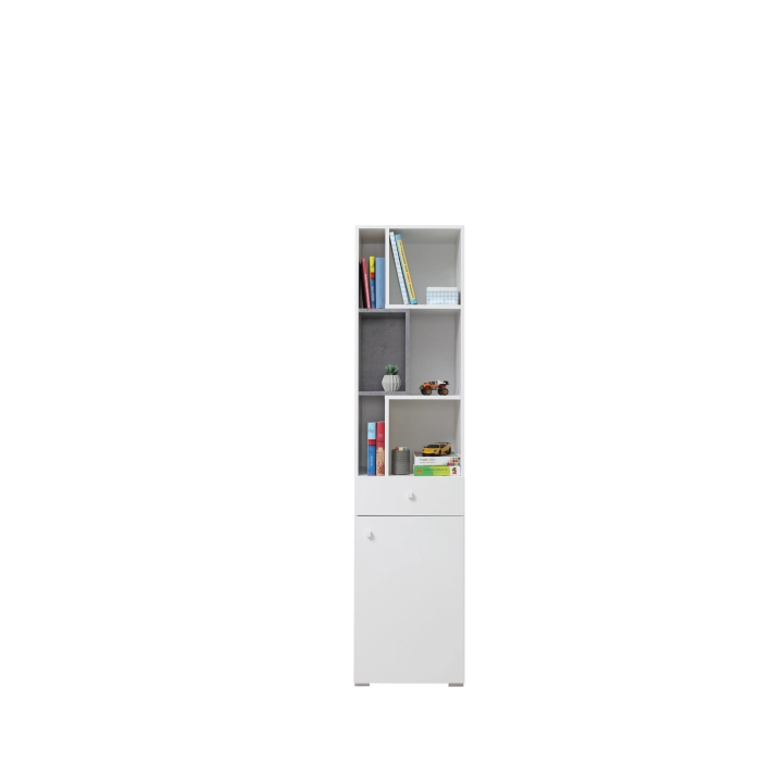 SIGMA Regał Sl 8 Beton / Biały Lux / Dąb MDF SIGMA Regał Sl 8 Beton / Biały Lux / Dąb MDF