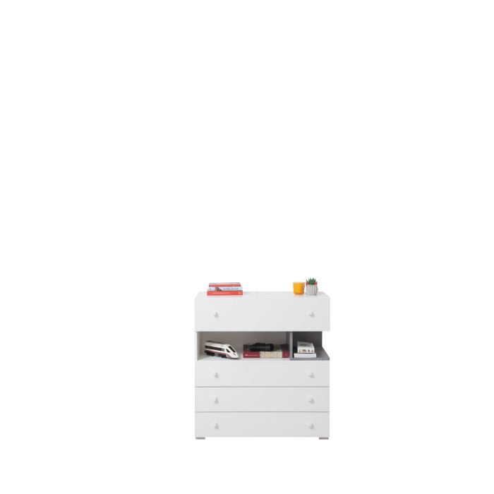 SIGMA Komoda Sl 11 Beton / Biały Lux / Dąb MDF