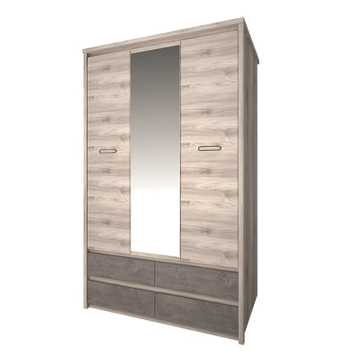 Meble JAZZ szafa z lustrem 3d4s kasztan nairobi / onyx MDF