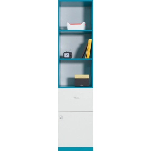 MOBI Regał MO 5 Biały lux + Turkus  MDF