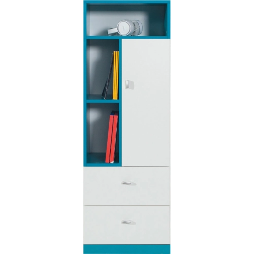MOBI Regał MO 7 Biały lux + Turkus  MDF