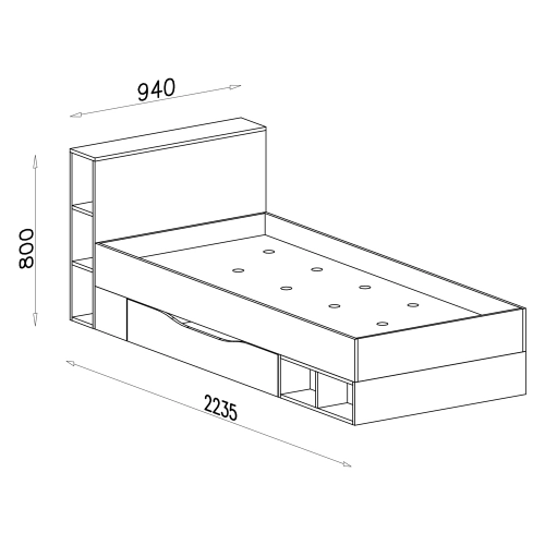 MOBI Łóżko 90 MO 18 Biały lux + Turkus  MDF