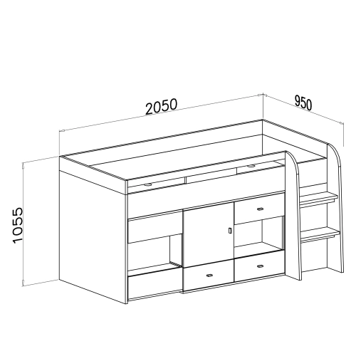 MOBI Łóżko 90 MO 21 Biały lux + Turkus  MDF