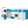 MOBI Łóżko 90 MO 21 Biały lux + Turkus  MDF