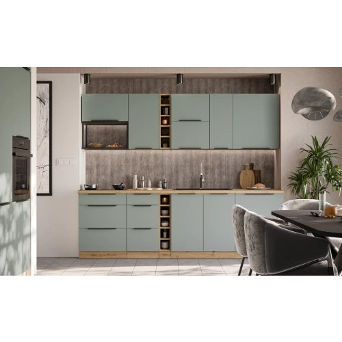Zestaw mebli kuchennych ARIA 255 cm Aquamarine / Dąb artisan