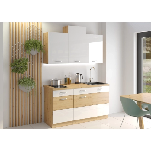 Zestaw mebli kuchennych ARTISAN 150 cm biały połysk