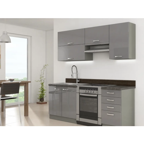 Zestaw mebli kuchennych GREY 180 cm układ A krem połysk