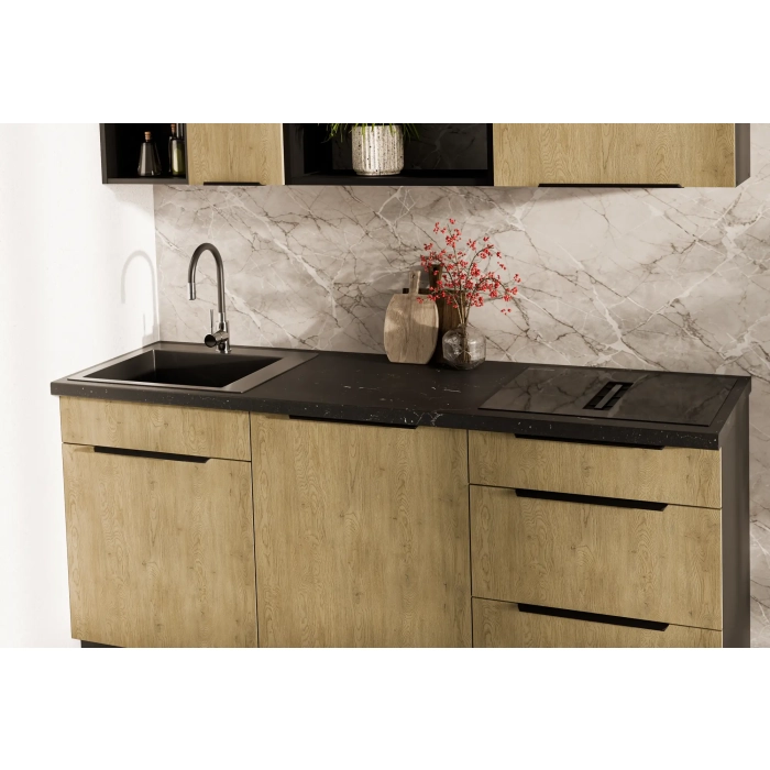 Zestaw mebli kuchennych CREMONA Czarna 180 cm
