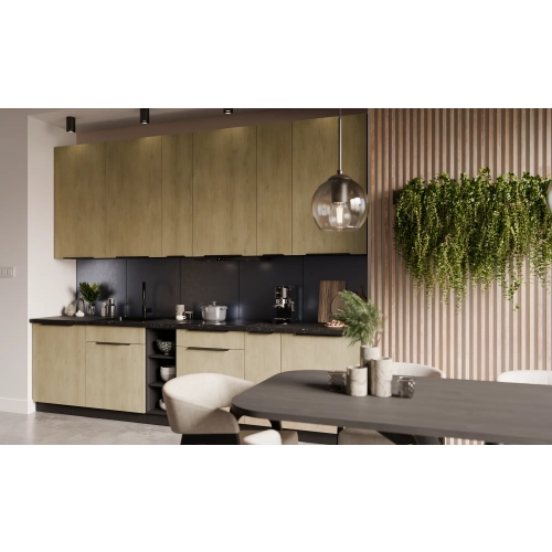 Zestaw mebli kuchennych CREMONA Czarna 300 cm