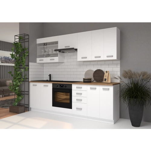 Zestaw mebli kuchennych EKO WHITE 240 cm laminat biały
