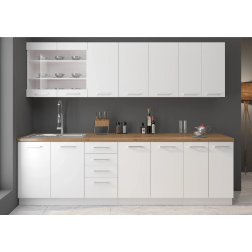 Zestaw mebli kuchennych EKO WHITE 260 cm laminat biały