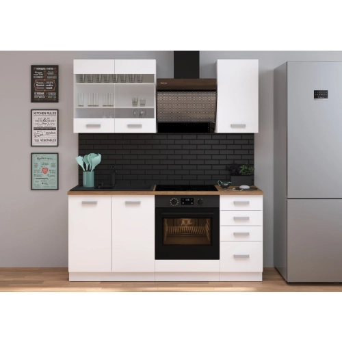 Zestaw mebli kuchennych EKO WHITE 180 cm laminat biały