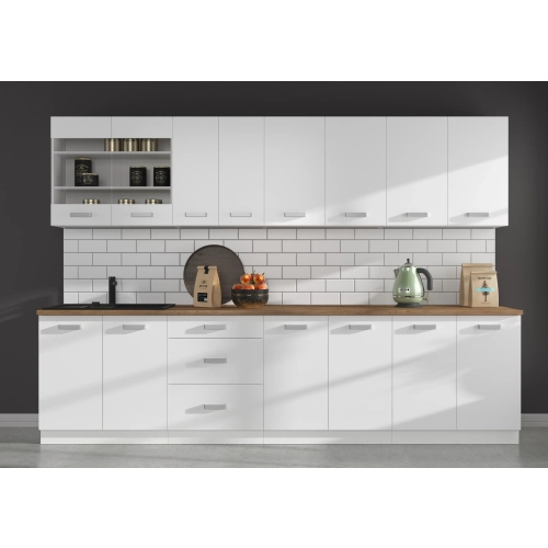 Zestaw mebli kuchennych EKO WHITE 300 cm laminat biały