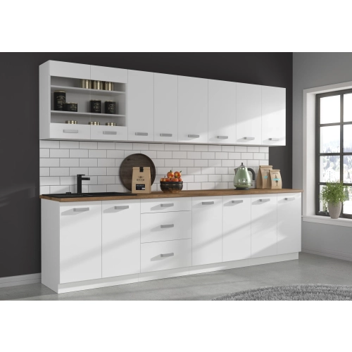 Zestaw mebli kuchennych EKO WHITE 300 cm laminat biały