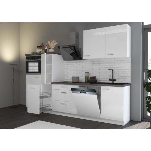 Zestaw mebli kuchennych LARA 280 cm biały połysk