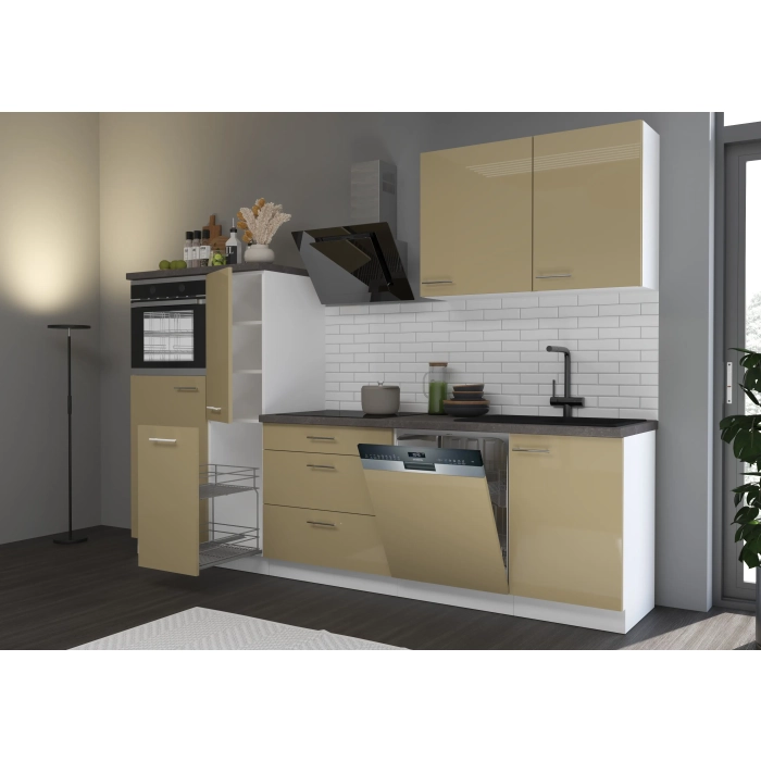 Zestaw mebli kuchennych LARA 280 cm cappuccino połysk Zestaw mebli kuchennych LARA 280 cm cappuccino połysk
