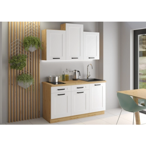 Zestaw mebli kuchennych LUNA 150 cm biały / dąb artisan