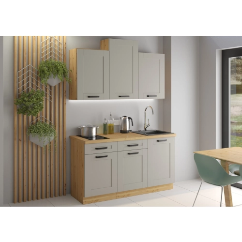 Zestaw mebli kuchennych LUNA 150 cm clay grey / dąb artisan