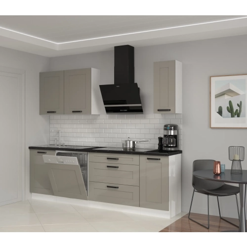Zestaw mebli kuchennych LUNA 230 cm clay grey / biały