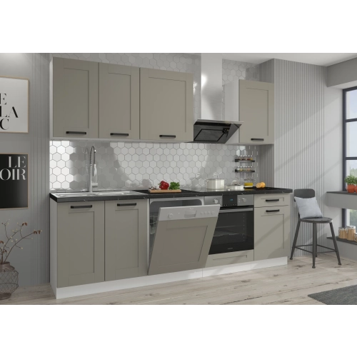 Zestaw mebli kuchennych LUNA 250 cm clay grey / biały