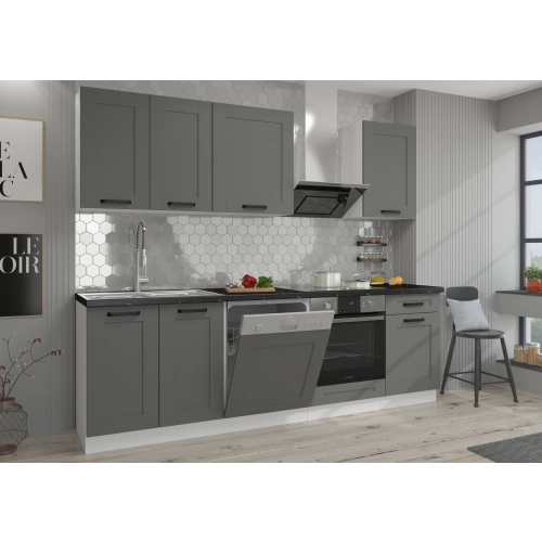 Zestaw mebli kuchennych LUNA 250 cm dust grey / biały