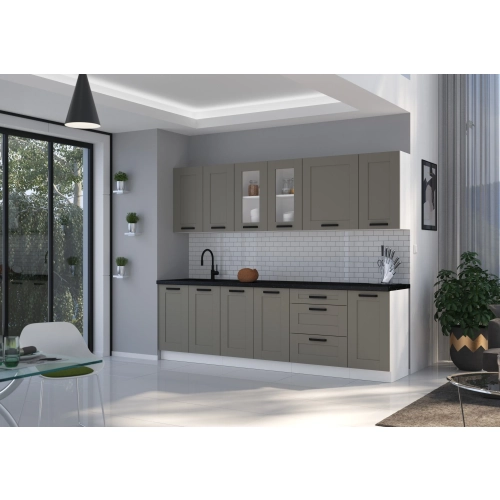 Zestaw mebli kuchennych LUNA 260 cm clay grey / biały