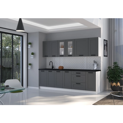 Zestaw mebli kuchennych LUNA 260 cm dust grey / biały