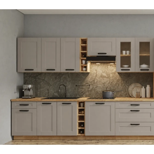 Zestaw mebli kuchennych LUNA 285 cm clay grey / dąb artisan