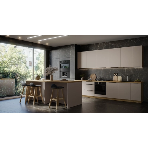 Zestaw mebli kuchennych SOLEA 330 cm kaszmir / dąb artisan