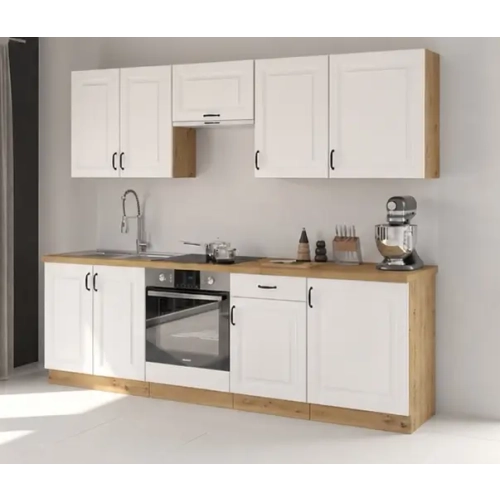 Zestaw mebli kuchennych STILO II 250 cm biały / dąb artisan