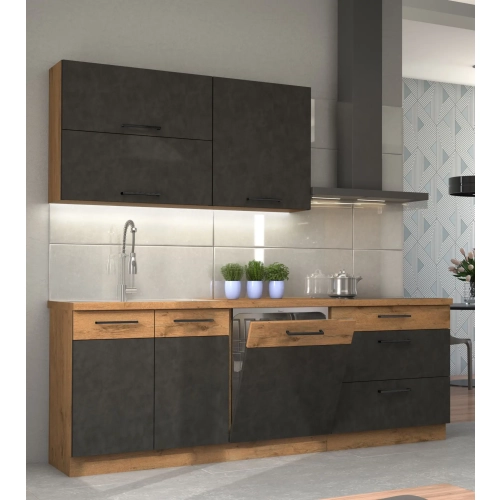 Zestaw mebli kuchennych VIGO 220 cm matera / dąb lancelot