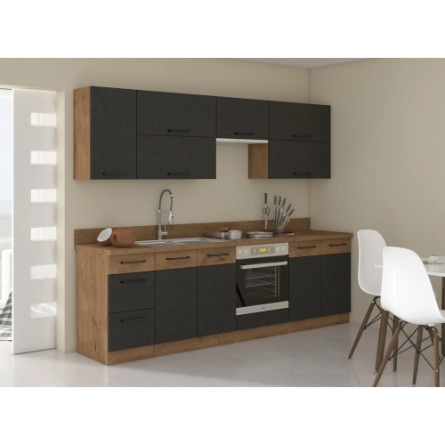 Zestaw mebli kuchennych VIGO 260 cm matera / dąb lancelot