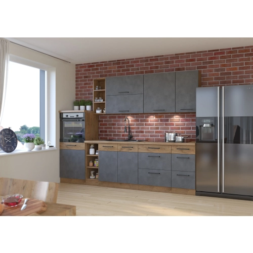 Zestaw mebli kuchennych VIGO 270 cm matera / dąb lancelot