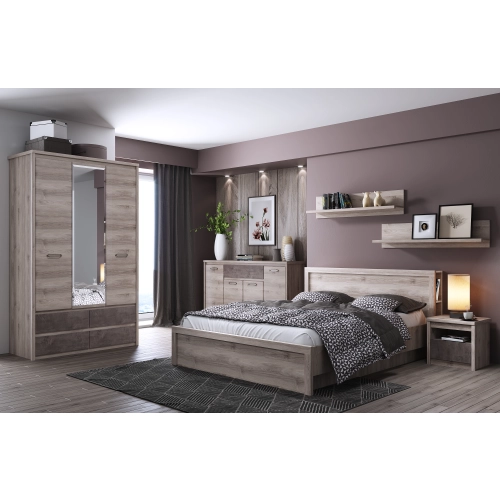 Meble JAZZ szafa z lustrem 3d4s kasztan nairobi / onyx MDF