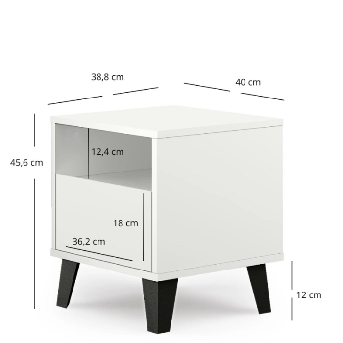 Szafka noc Borg biała 1s , nóżka , nocna , 44 cm szer Szafka noc Borg biała 1s , nóżka , nocna , 44 cm szer