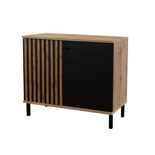 Komoda London 2D 100 cm , komoda lamele wotan czarna