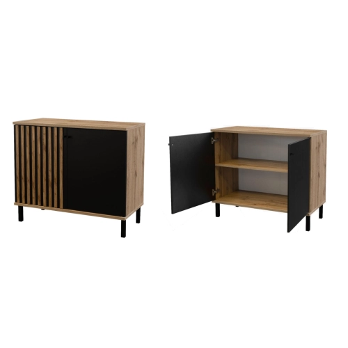 Komoda London 2D 100 cm , komoda lamele wotan czarna