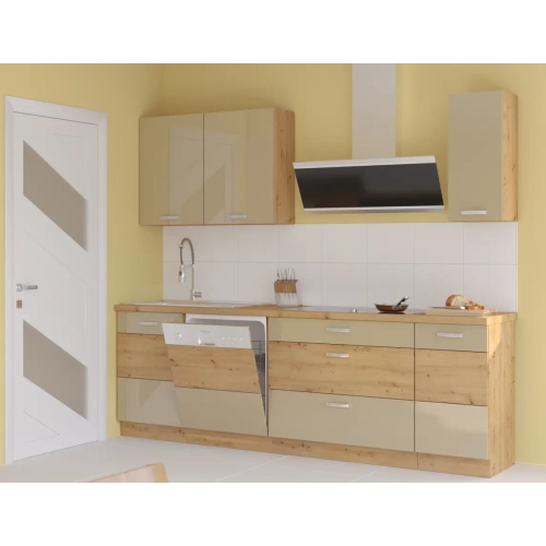 Zestaw mebli kuchennych ARTISAN 230 cm cappucino połysk